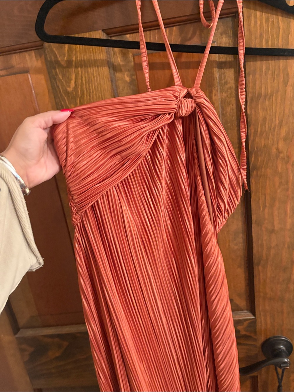 SHEIN Pleated Midi Dress in Rust Orange